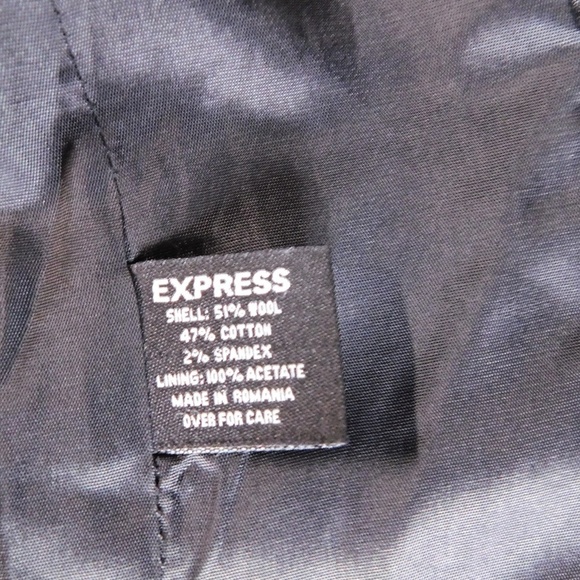 Express Stretch 3 Button Wool Blend Grey Stripe Blazer - Picture 7 of 8